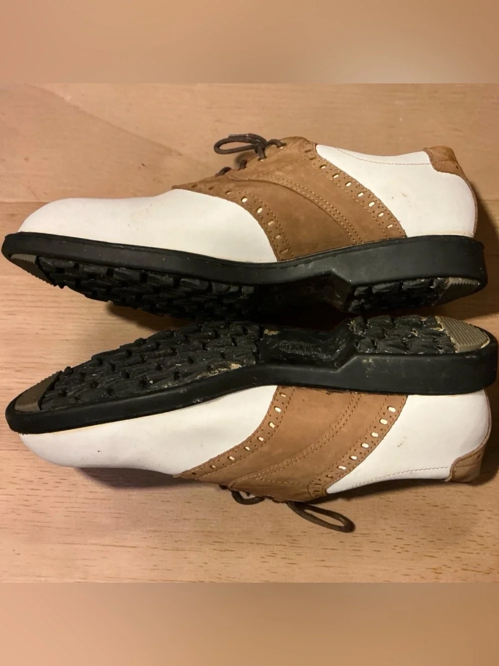 Dunlop Vintage White & Brown Saddle Golf Shoes